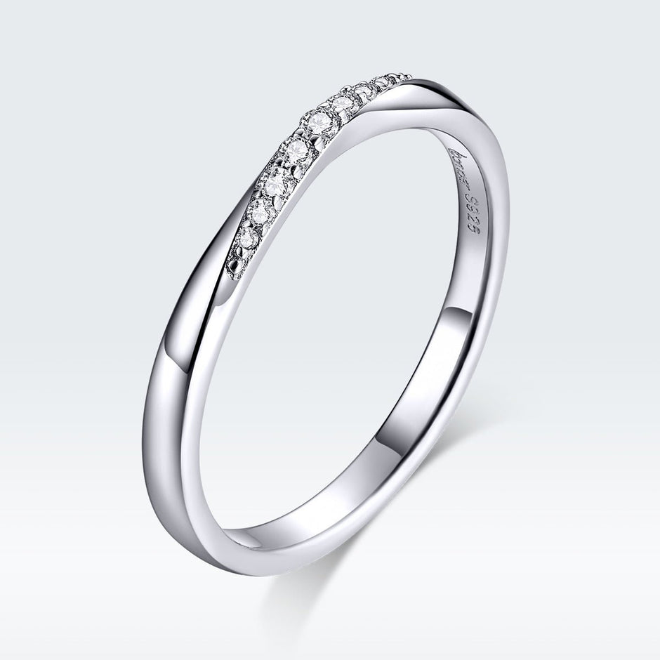 925 Sterling Silver Pavé Set CZ Platinum Plated Ring Size 6 for Women - Rings - Custom Crafting Alliance, LLC