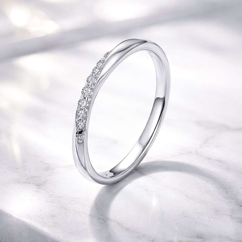 925 Sterling Silver Pavé Set CZ Platinum Plated Ring Size 6 for Women - Rings - Custom Crafting Alliance, LLC