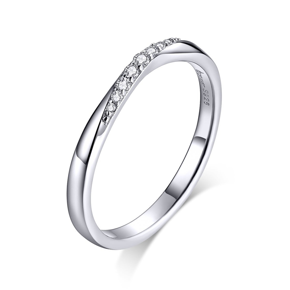 925 Sterling Silver Pavé Set CZ Platinum Plated Ring Size 6 for Women - Rings - Custom Crafting Alliance, LLC