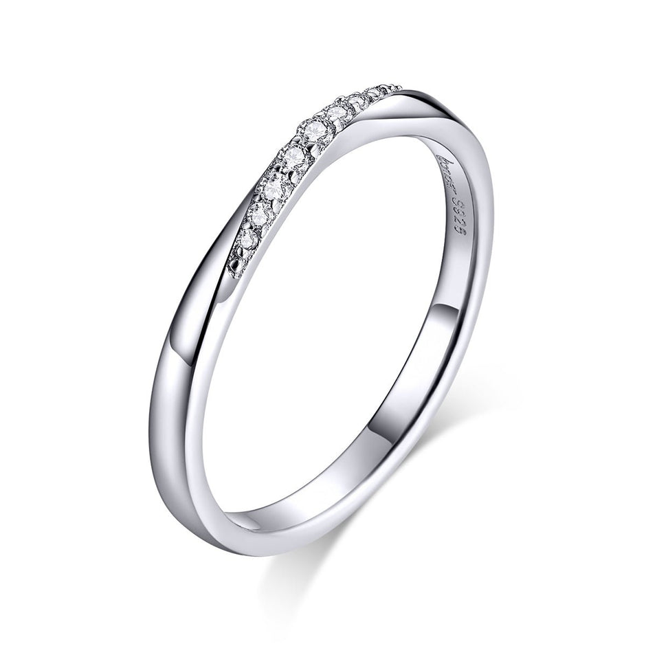 925 Sterling Silver Pavé Set CZ Platinum Plated Ring Size 6 for Women - Rings - Custom Crafting Alliance, LLC