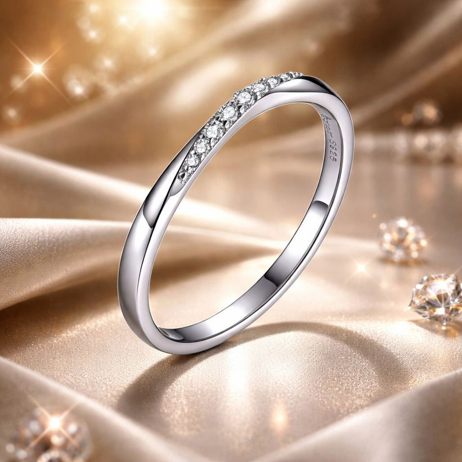 925 Sterling Silver Pavé Set CZ Platinum Plated Ring Size 6 for Women - Rings - Custom Crafting Alliance, LLC
