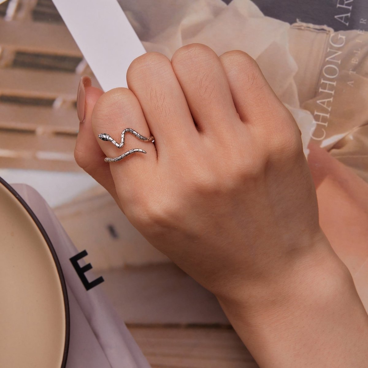925 Sterling Silver Pavé Setting CZ Oxidized Silver Ring for Women - Rings - Custom Crafting Alliance, LLC