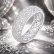 925 Sterling Silver & Platinum Plated Pavé CZ Ring Size 6 for Women - Rings - Custom Crafting Alliance, LLC