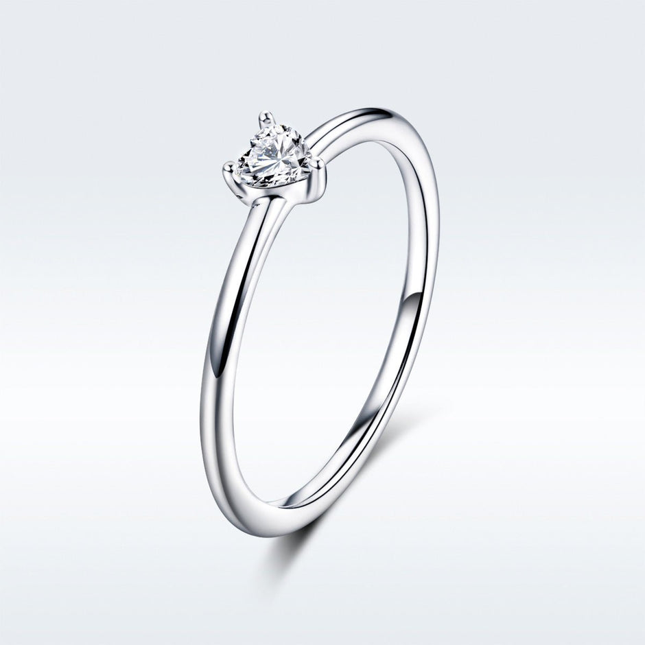 925 Sterling Silver Ring Size 6.0 with CZ and Platinum Plating for Women - Rings - Custom Crafting Alliance, LLC
