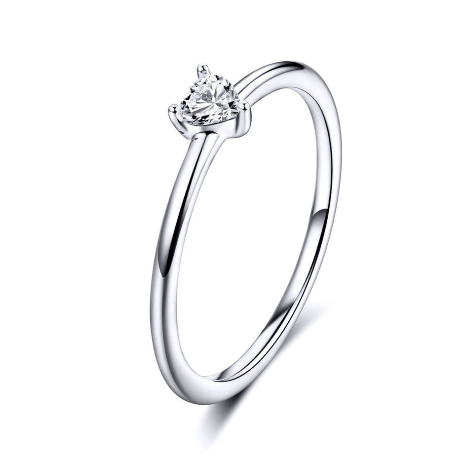 925 Sterling Silver Ring Size 6.0 with CZ and Platinum Plating for Women - Rings - Custom Crafting Alliance, LLC