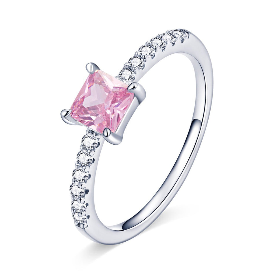 925 Sterling Silver Ring Size 6.0 with Pavé Setting CZ and Platinum Plating - Rings - Custom Crafting Alliance, LLC