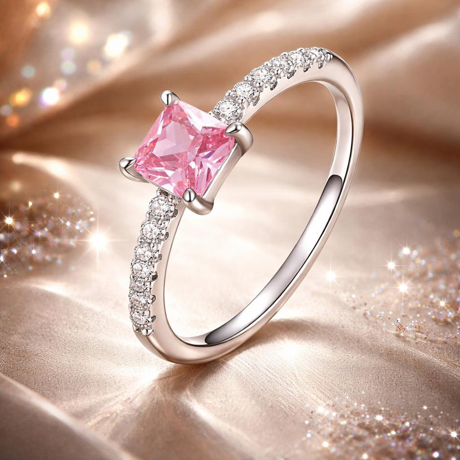 925 Sterling Silver Ring Size 6.0 with Pavé Setting CZ and Platinum Plating - Rings - Custom Crafting Alliance, LLC