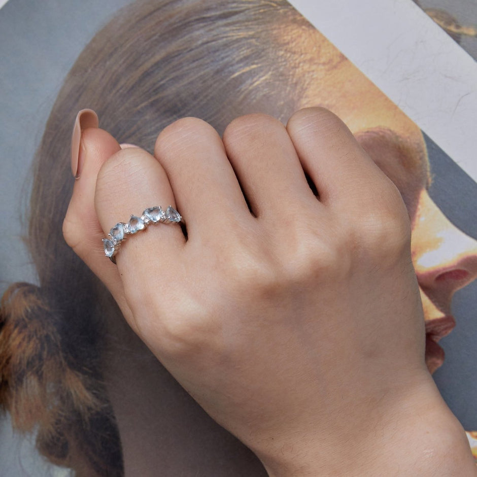 925 Sterling Silver Ring with 4.5mm Pavé Set CZ, Size 7, for Women - Rings - Custom Crafting Alliance, LLC