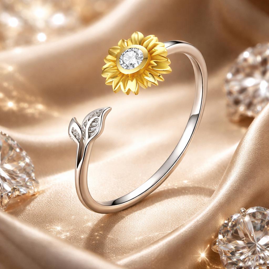 925 Sterling Silver Ring with Pavé Setting CZ, 0.1cm Width, Flower Design for Women - Rings - Custom Crafting Alliance, LLC