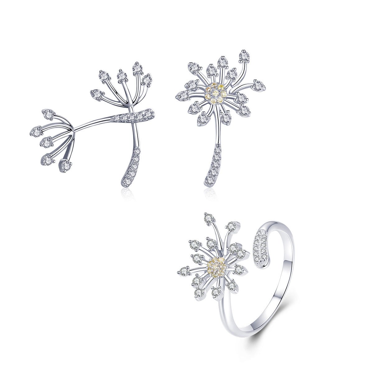 925 Sterling Silver Ring with Plated Platinum and Pavé Setting CZ - Rings - Custom Crafting Alliance, LLC