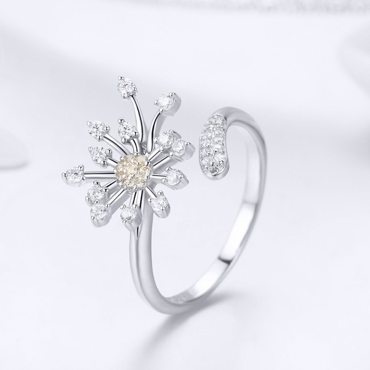 925 Sterling Silver Ring with Plated Platinum and Pavé Setting CZ - Rings - Custom Crafting Alliance, LLC