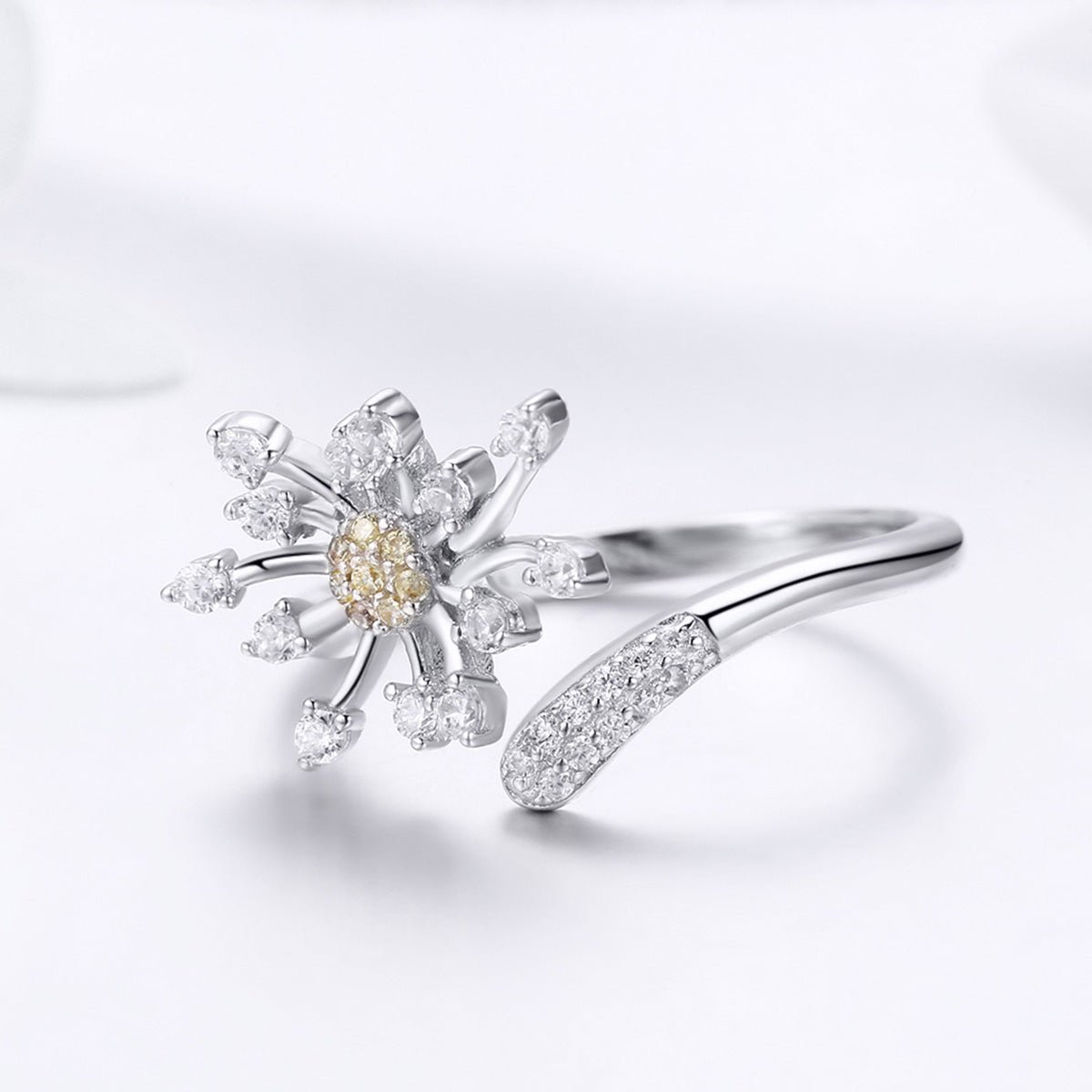 925 Sterling Silver Ring with Plated Platinum and Pavé Setting CZ - Rings - Custom Crafting Alliance, LLC