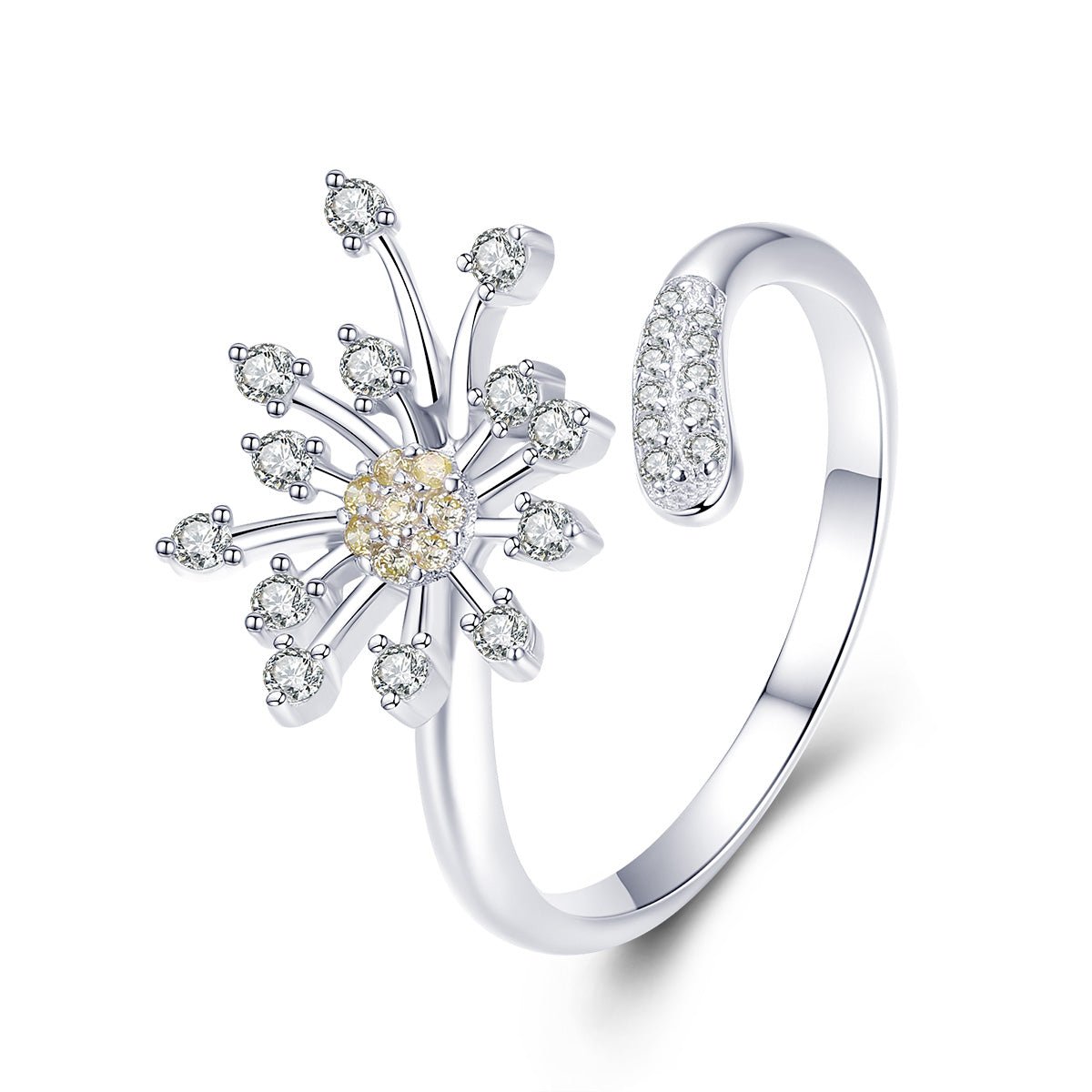 925 Sterling Silver Ring with Plated Platinum and Pavé Setting CZ - Rings - Custom Crafting Alliance, LLC