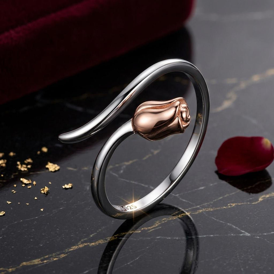 925 Sterling Silver Ring with Rose Gold and Platinum Plating, 0.4*0.6cm for Women - Rings - Custom Crafting Alliance, LLC