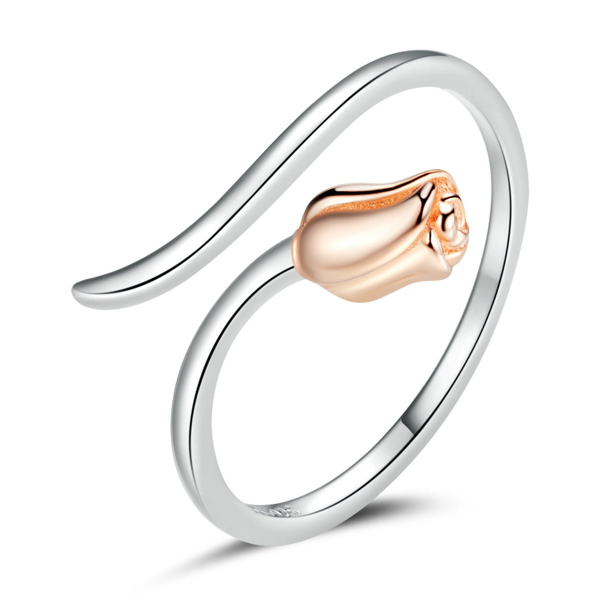 925 Sterling Silver Ring with Rose Gold and Platinum Plating, 0.4*0.6cm for Women - Rings - Custom Crafting Alliance, LLC