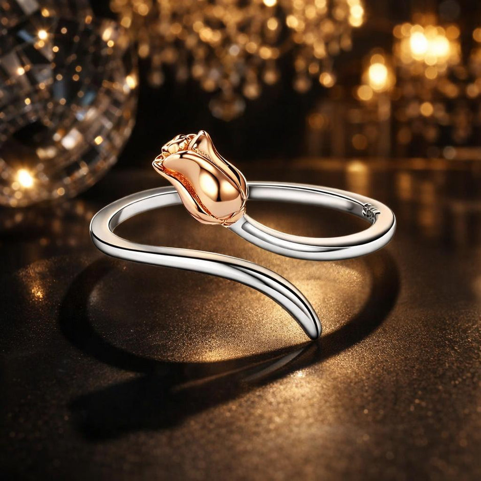 925 Sterling Silver Ring with Rose Gold and Platinum Plating, 0.4*0.6cm for Women - Rings - Custom Crafting Alliance, LLC