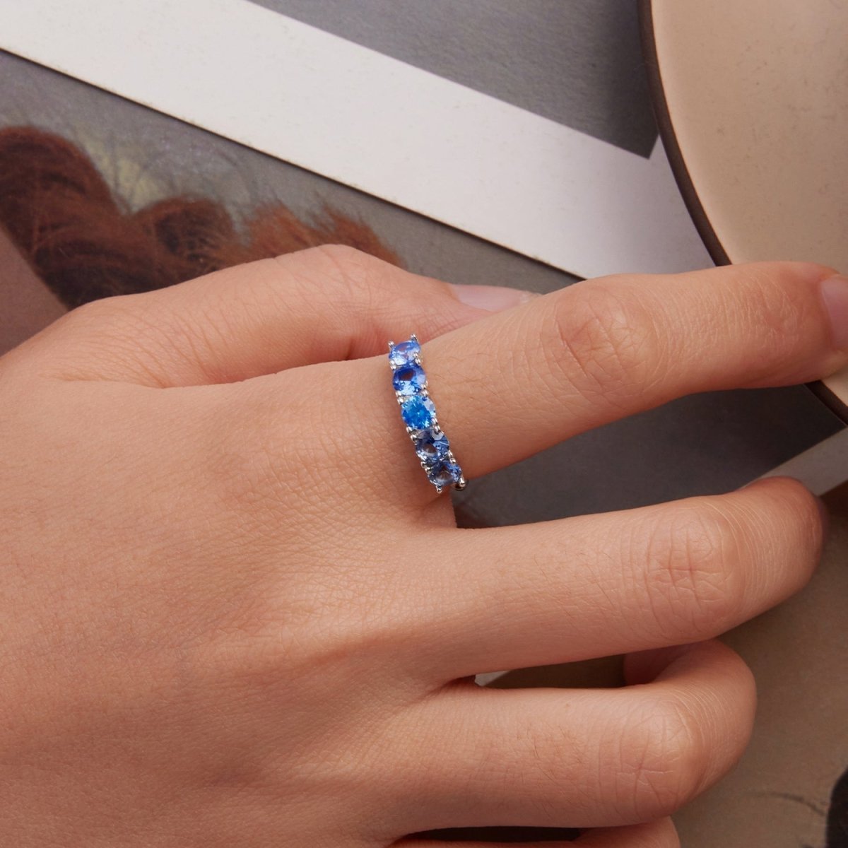 925 Sterling Silver Ring with White Gold Plating for Women, Size 6.0 - Rings - Custom Crafting Alliance, LLC