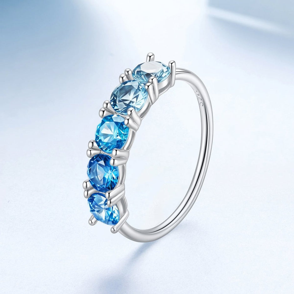 925 Sterling Silver Ring with White Gold Plating for Women, Size 6.0 - Rings - Custom Crafting Alliance, LLC