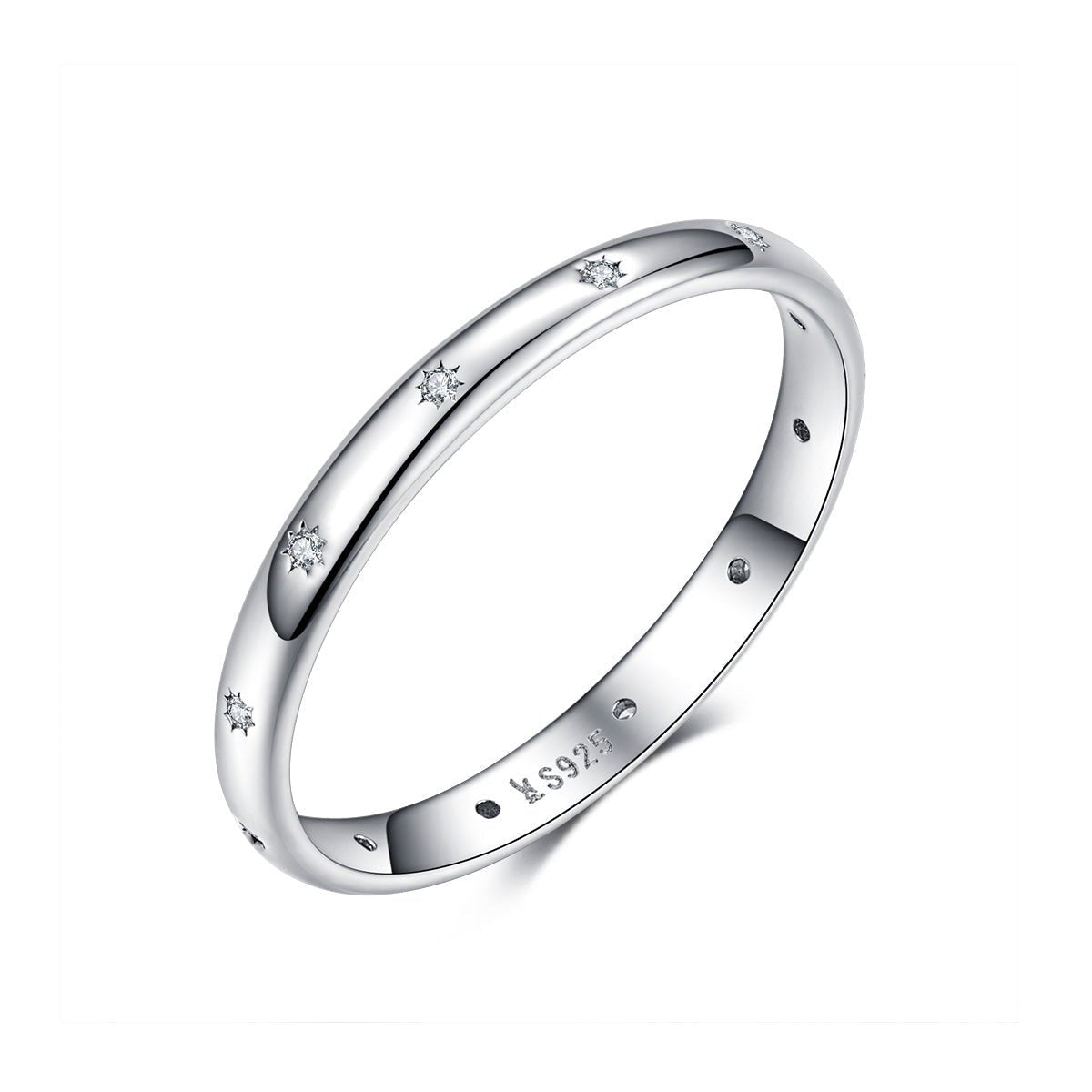 925 Sterling Silver Size 6.0 Plated Platinum Pavé Setting CZ Ring for Women - Rings - Custom Crafting Alliance, LLC