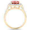 2.71 Carat Genuine Royal Pink Tourmaline and White Diamond 14K Yellow Gold Ring