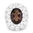 9.29 Carat Genuine Smoky Quartz and White Topaz .925 Sterling Silver Ring - Rings - Custom Crafting Alliance, LLC