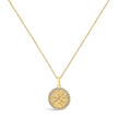 14K Yellow Gold 1/5 Cttw Diamond Starburst Fluted Medallion Pendant Necklace