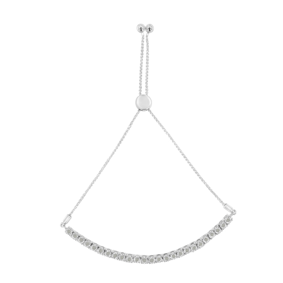 10K Yellow Gold over .925 Sterling Silver 1/4 Cttw Miracle-Set Diamond 4â€-10â€ Adjustable Bolo Tennis Bracelet (I-J Color, I3 Clarity)