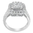 10K White Gold Diamond Cluster Ring (1 Cttw, H-I Color, SI2-I1 Clarity) - Size 6-1/2