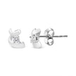 10K White Gold 1/10 Cttw Round Brilliant-Cut Diamond Espira Swirls Solitaire Push Back Stud Earrings (I-J Color, I1-I2 Clarity)