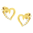 14K Yellow Gold 1/8 Cttw Diamond Journey Heart Hoop Earrings (K-L Color, I1-I2 Clarity)