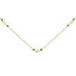14K Yellow Gold Emerald and 1/2 Cttw Diamond Station Necklace