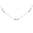 14K White Gold Sapphire and 1/2 Cttw Diamond Station Necklace