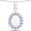 2.26 Carat Genuine Opal and Tanzanite .925 Sterling Silver Pendant