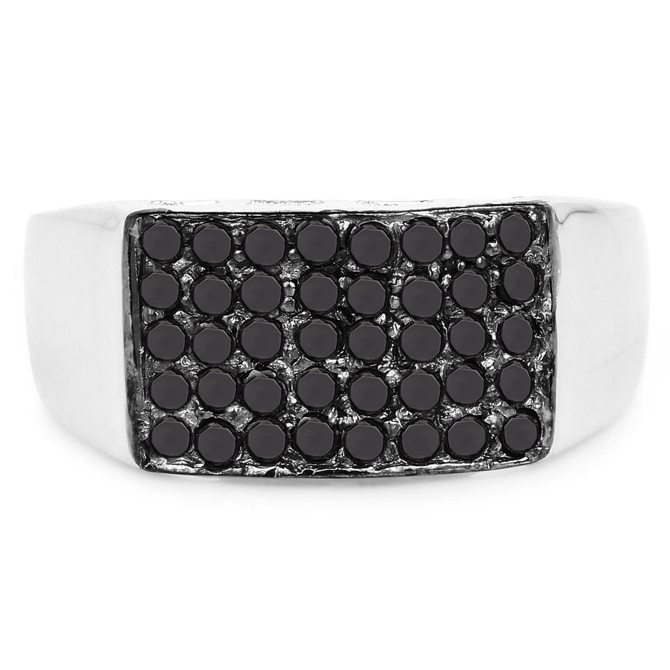 0.43 Carat Genuine Black Diamond .925 Sterling Silver Ring