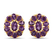 18K Yellow Gold Plated 3.84 Carat Genuine Amethyst .925 Sterling Silver Earrings