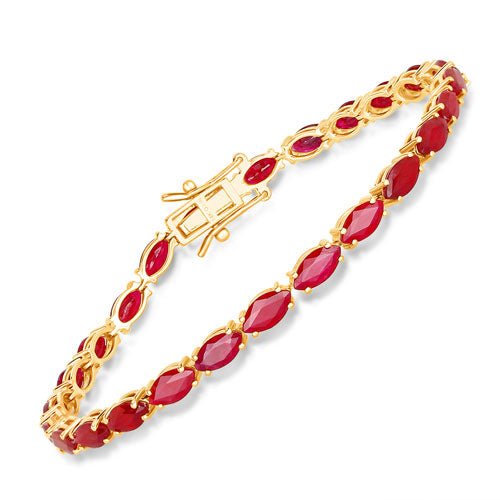 9.50 Carat Genuine Ruby 14K Yellow Gold Bracelet - Bracelets - Custom Crafting Alliance, LLC