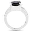 5.29 Carat Genuine Black Sapphire and White Topaz .925 Sterling Silver Ring