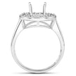 0.48 Carat Genuine White Diamond 14K White Gold Semi Mount Ring - holds 8.00mm Round Gemstone