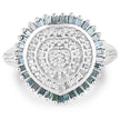 0.74 Carat Genuine White Diamond and Green Diamond .925 Sterling Silver Ring