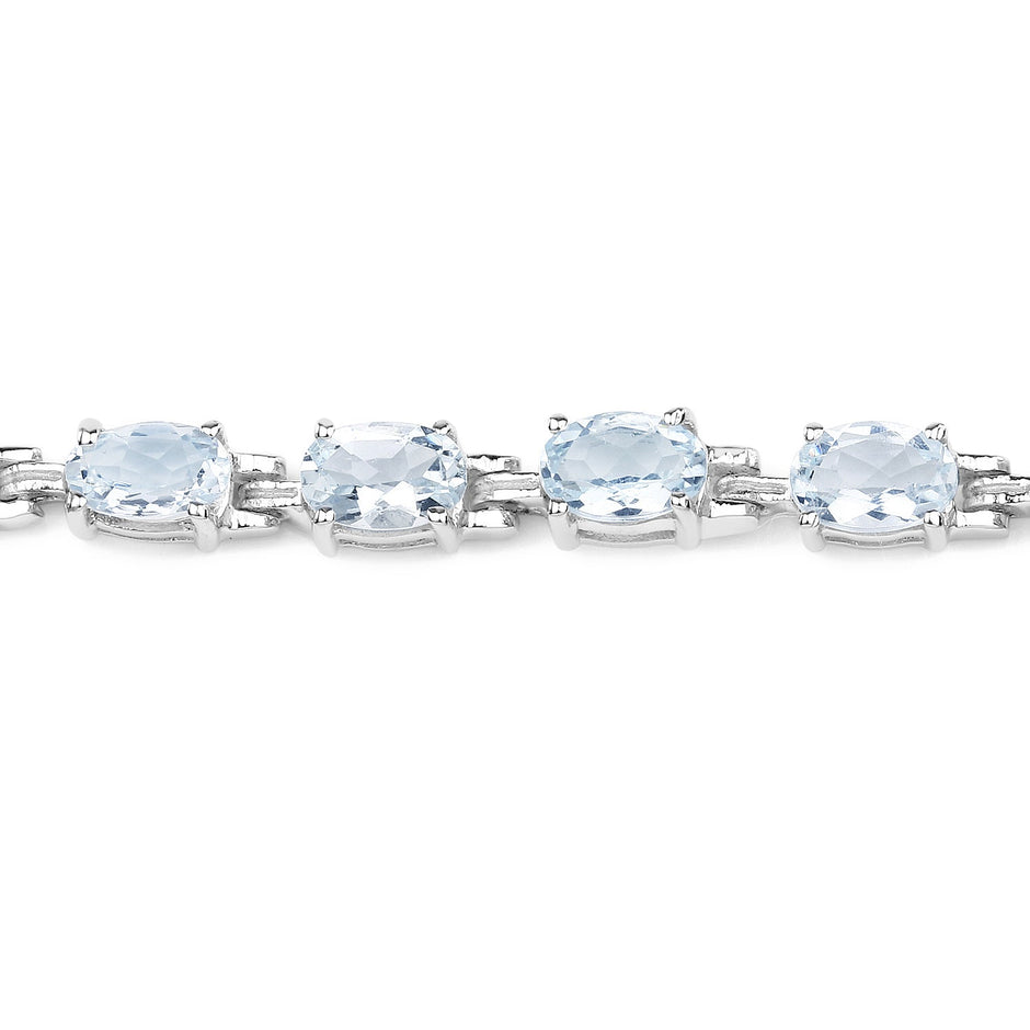 8.80 Carat Genuine Aquamarine .925 Sterling Silver Bracelet
