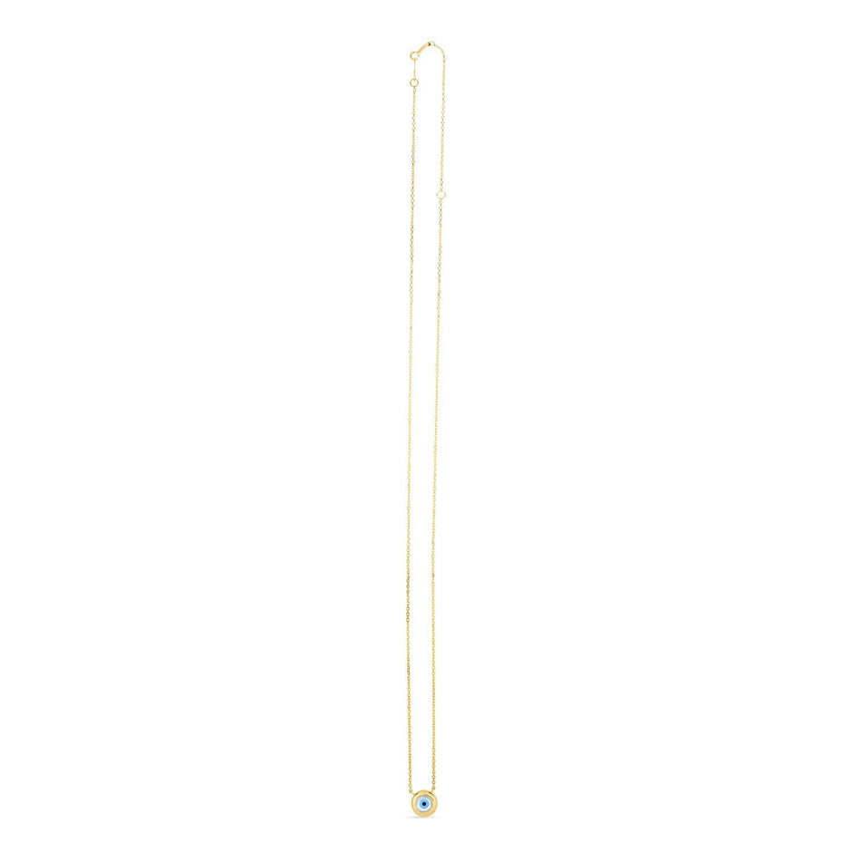 14k Yellow Gold MOP Evil Eye Necklace