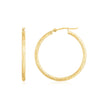 14K Yellow Gold Diamond Cut Hoop Earrings