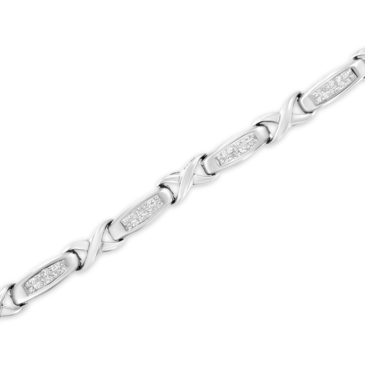 14K White Gold 1.0 Cttw Invisible-Set Princess Diamond Tennis Bracelet (H-I Color, SI1-SI2 Clarity) - 7
