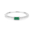 0.18 Carat Genuine Zambian Emerald and White Diamond 14K White Gold Ring