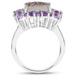 5.97 Carat Genuine Drusy Quartz and Amethyst .925 Sterling Silver Ring
