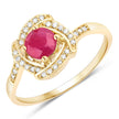 0.63 Carat Genuine Ruby and White Diamond 14K Yellow Gold Ring