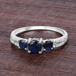 1.08 Carat Genuine Blue Sapphire and White Diamond 14K White Gold Ring