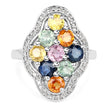 2.63 Carat Genuine Multi Sapphire .925 Sterling Silver Ring