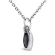 10K White Gold Oval Blue Sapphire and Diamond Double Charm Pendant Necklace - 18