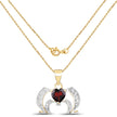14K Yellow Gold Plated 1.05 Carat Genuine Garnet and White Topaz .925 Sterling Silver Pendant